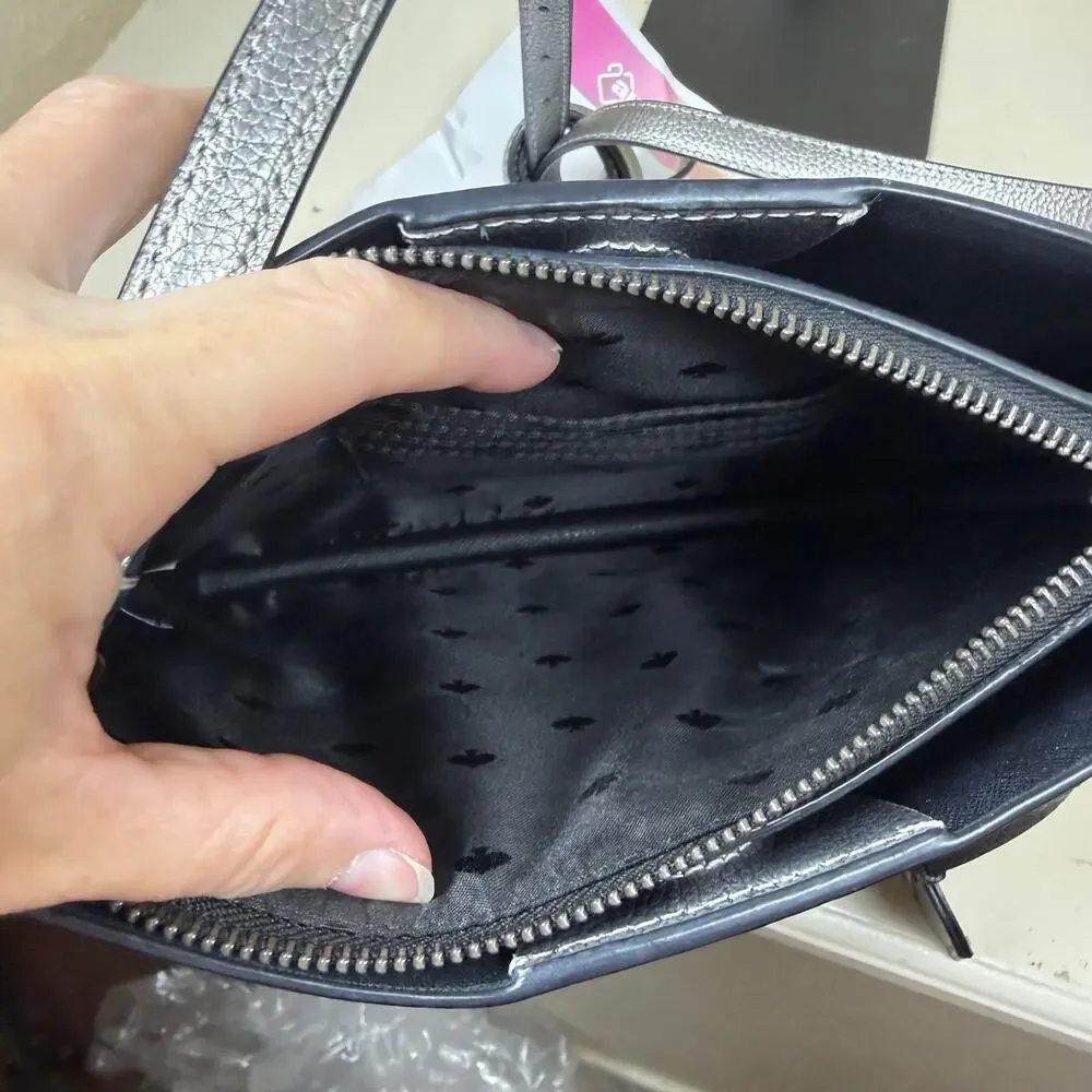 EUC Kate Spade New York Caressa Crossbody bag metallic gray color with COA